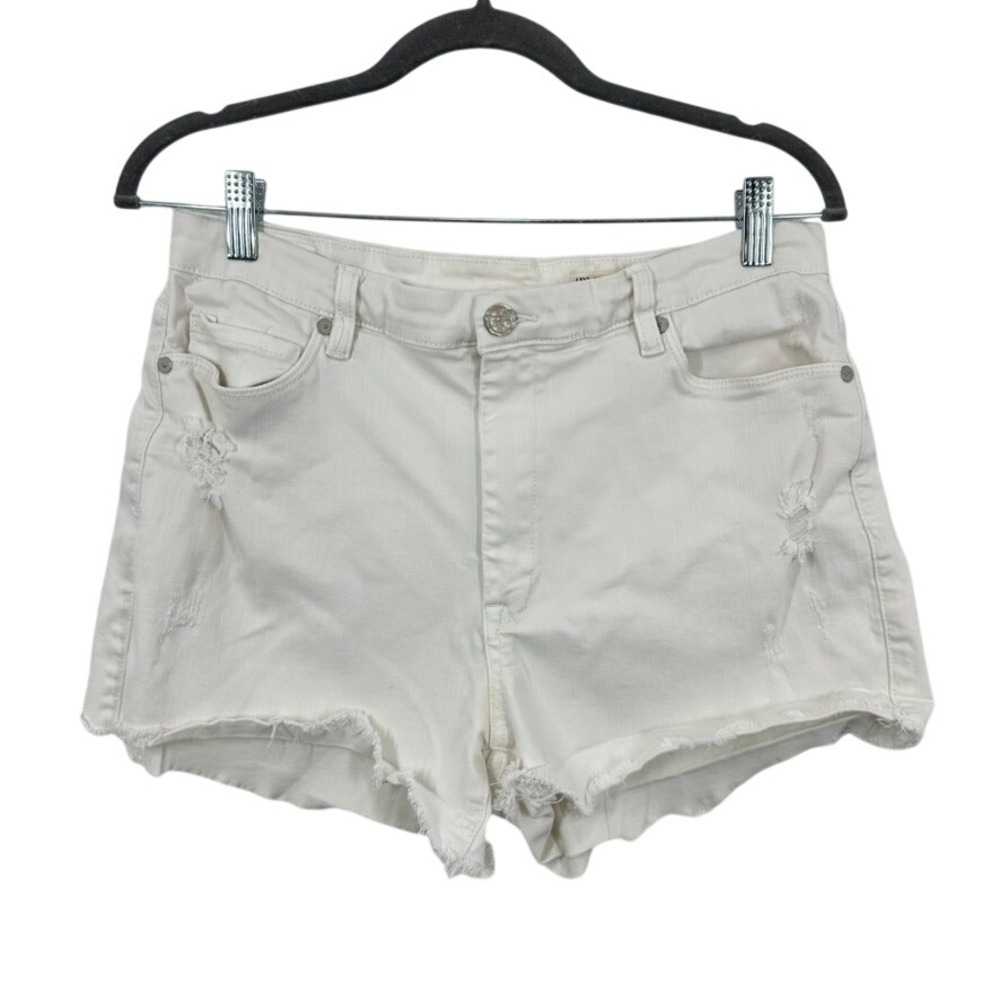 Blank NYC Wedge Short White Distressed Raw Hem Denim Shorts Size 31
